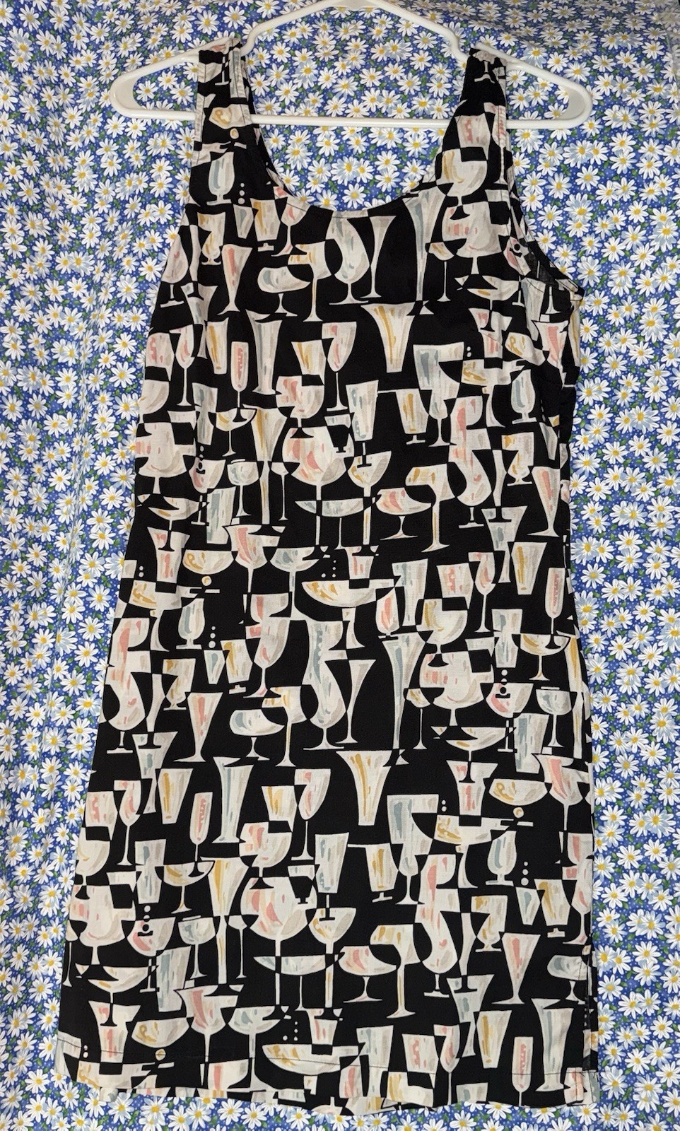 WEEKEND TRAFFIC Black & White Novelty Print Short Slip Dress M Sleeveless