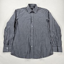 Boss Hugo Boss Striped Long Sleeve Gray Button Up Shirt Men's Size Medium