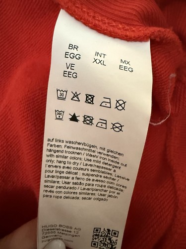 HUGO BOSS Russell Athletic Red HOODIE Red Men XXL - Picture 11 of 12