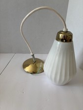 Vintage Mid Century Modern Fluted Teardrop Glass Pendant Hanging Ceiling Light
