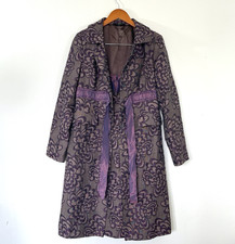 Set 2 pezzi abito e cappotto Tara Jarmon taglia 42 bronzo/viola damascato jacquard vintage