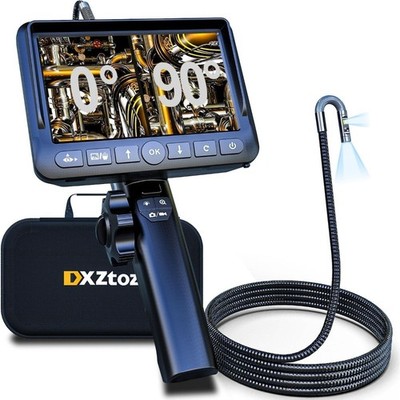 -Lens Articulating Borescope with Light, 5-inch Engine Endoscope Inspection