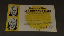 Landon Knox Club Membership Card Political Presidential Campaign 1936