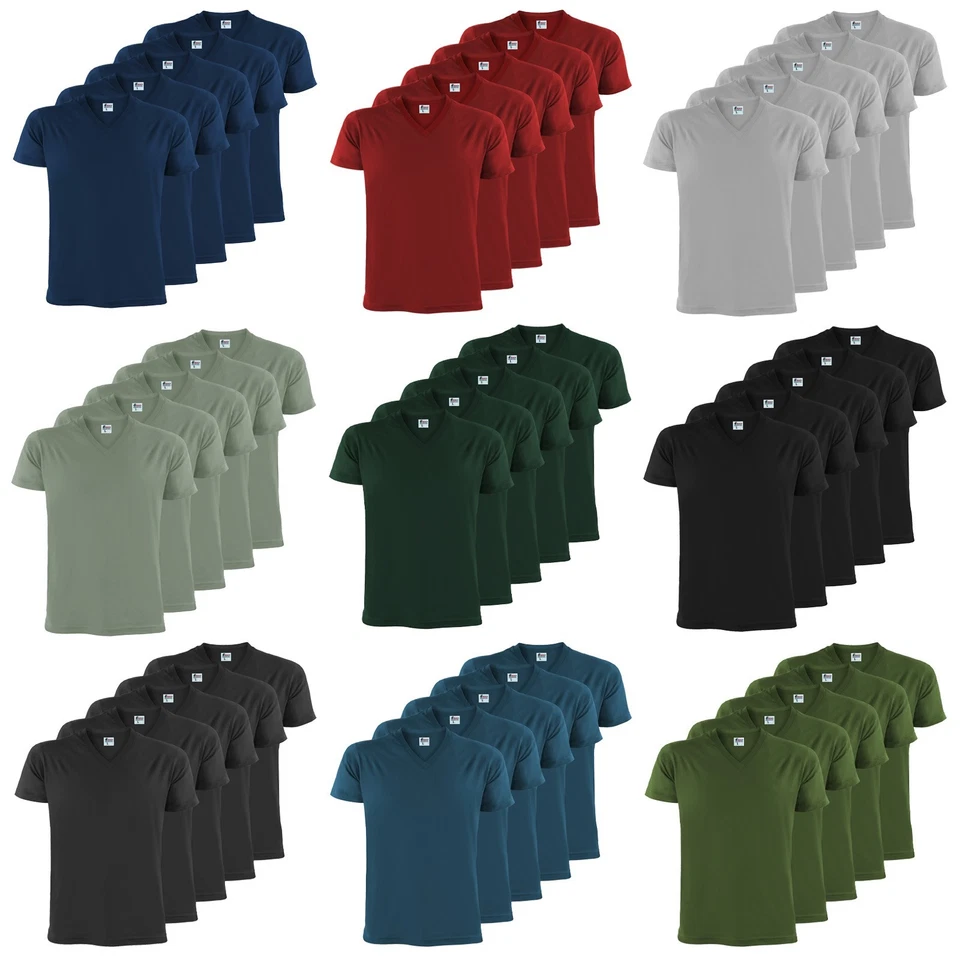 T-Shirt Herren 5 Stück Shirt V-Ausschnitt 5er Set Unifarben tshirts tshirt S-5XL - Bild 1 von 1