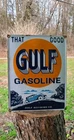 Good Gulf Gasoline motor oil vintage gas pump porcelain sign