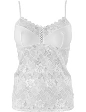 Sans Complexe Arum White Camisole Top 12 - 14 Medium Wirefree Floral Lace Vest