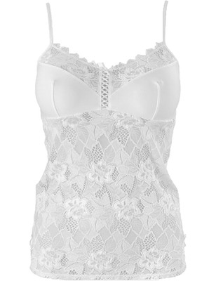 Sans Complexe Arum weißes Trägertop 12 - 14 Medium bügellos Blumen Spitze Trägertop