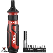 Rechargeable 4V Cordless Screwdriver with Circuit Sensor & 9 Bits Included - Red