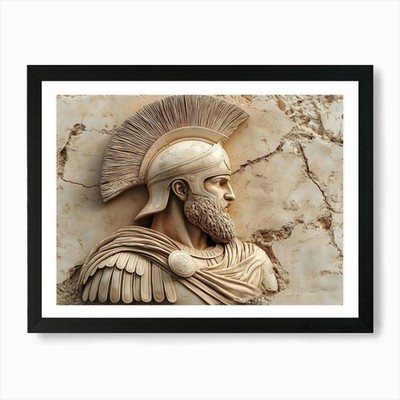 3d Ancient Sparta Greek Warrior Art Framed Wall Art Poster Canvas Print Picture