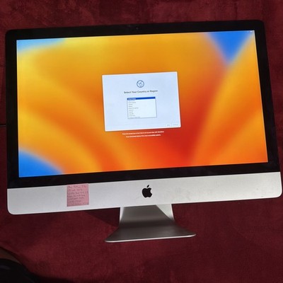 2017 Apple iMac 27'' 5K i7 4.2GHz 16GB Ram 1TB Fusion Radeon Pro 575 4GB Ventura