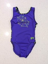BEAUTIFUL GK ELITE Gymnastics Dance Leotard Child Large CL Purple Green SEQUINS