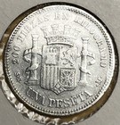 1870 Spain Snm Una Peseta Silver Coin