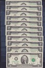 11 Consecutive Serial Numbers US $2 Dollar Bills 2003 UNC Very Cool/Cool — photo 1
