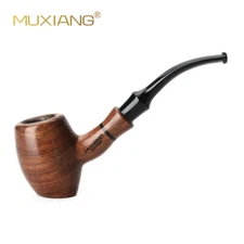MUXIANG Bent Pearwood Tobacco Pipe Handmade Smoking Pipes 3mm Metal Filter Gift