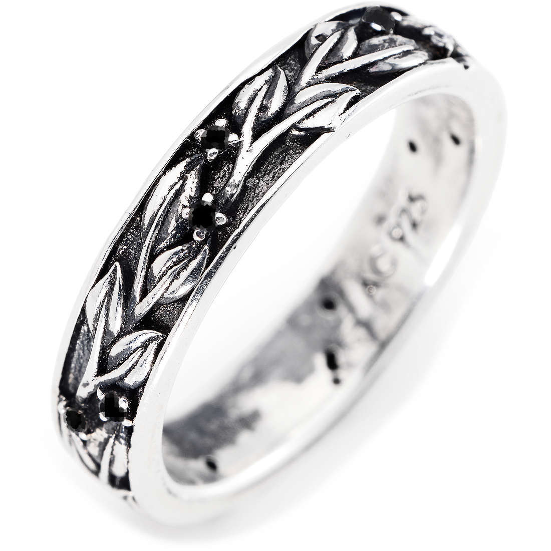 Мужское кольцо с листочками Amen ROL Faith Серебряное кольцо с черными цирконами Размер 24 16790₽