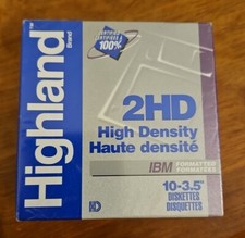 NEW Highland 3.5" IBM 2HD High Density Diskettes 10 Floppy Disks SEALED