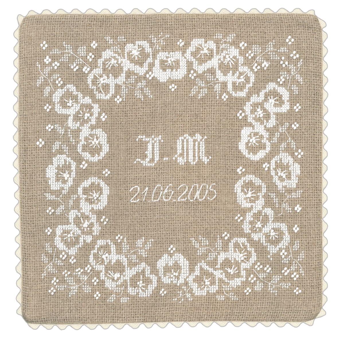 Le Bonheur des Dames counted cross stitch kit ""Wedding Cushion IV"", 20x20cm, DIY