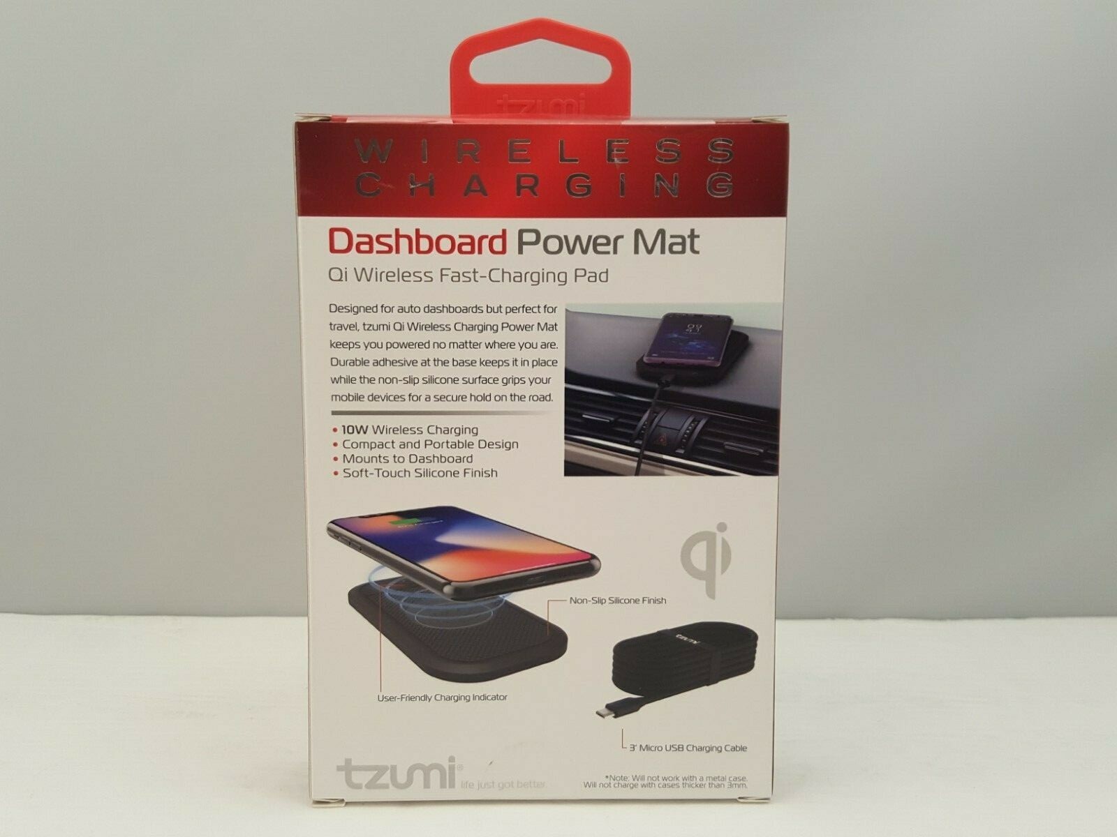 tzumi Wireless Charging Dashboard Power Mat / Qi FastCharging Pad