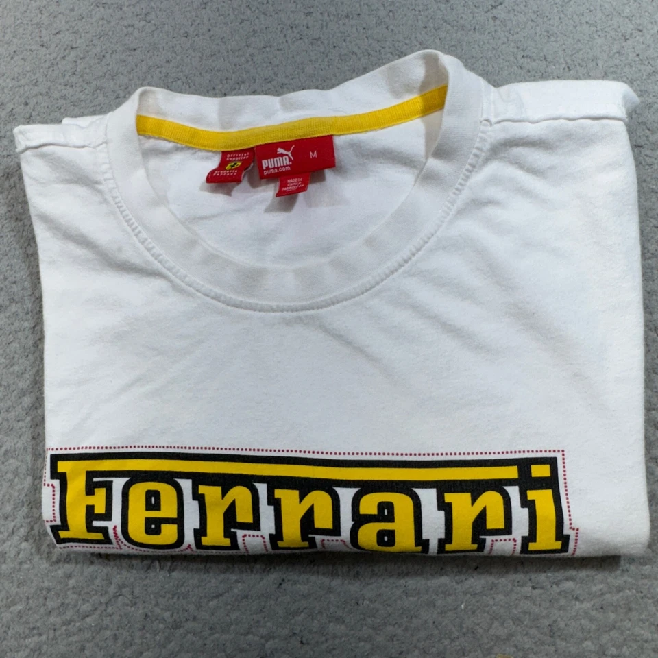 法拉利 T 恤男式中号白色彪马赛车 F1 跳马标志意大利 T 恤 — 第 2/4 张图片