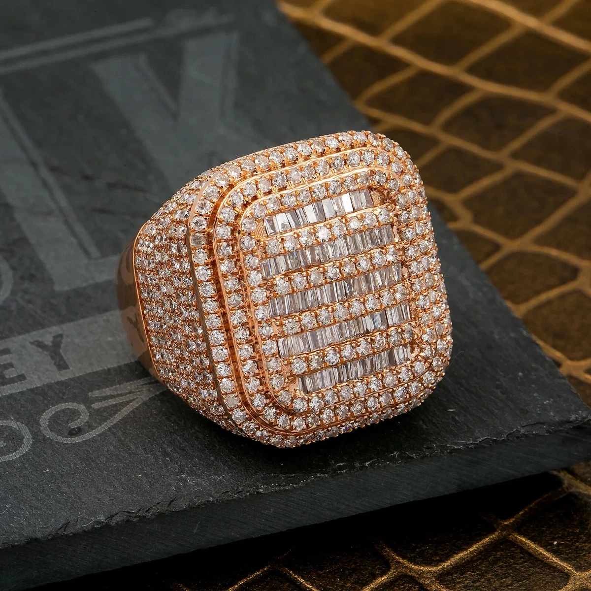Mens rose hotsell gold diamond ring