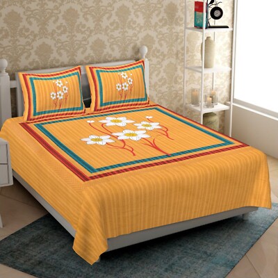 Floral 100 % Baumwolle Indisch Dekorativ Queen Size Bettlaken mit Kissenbezüg...