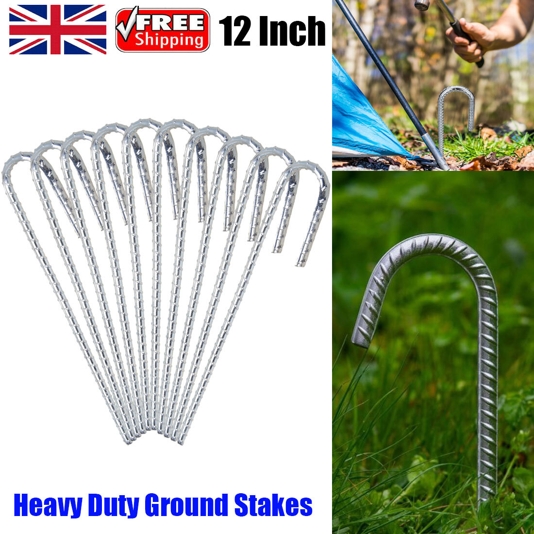 Ground Stakes Pegs Polytunnel Greenhouse Anchor Kit Gazebo Tent Marque