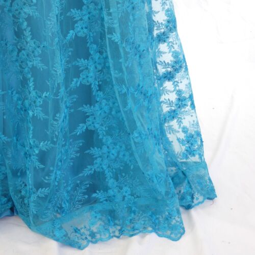 Maxi Lace Dress Blue Fit Flare Waisted Sheer Back Special Occasion Size UK 12 - Picture 4 of 10