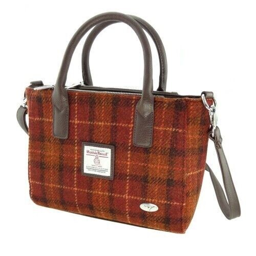 Authentische Damen-Handtasche Harris Tweed Luxus in braun/orange kariert KOL 117 - Bild 1 von 1