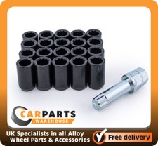 Fits Ford Focus Alloy Wheel Nuts, Slim fit tuner nuts M12 X 1.5 Taper Black x20