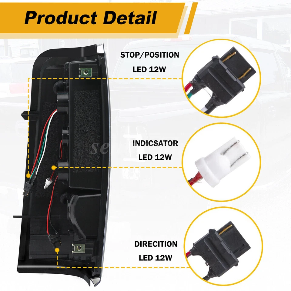 Black LED Tail Lights Fits 2003-2006 Chevy Silverado GMC Sierra 1500 2500HD 3500 Foto 3 de 4