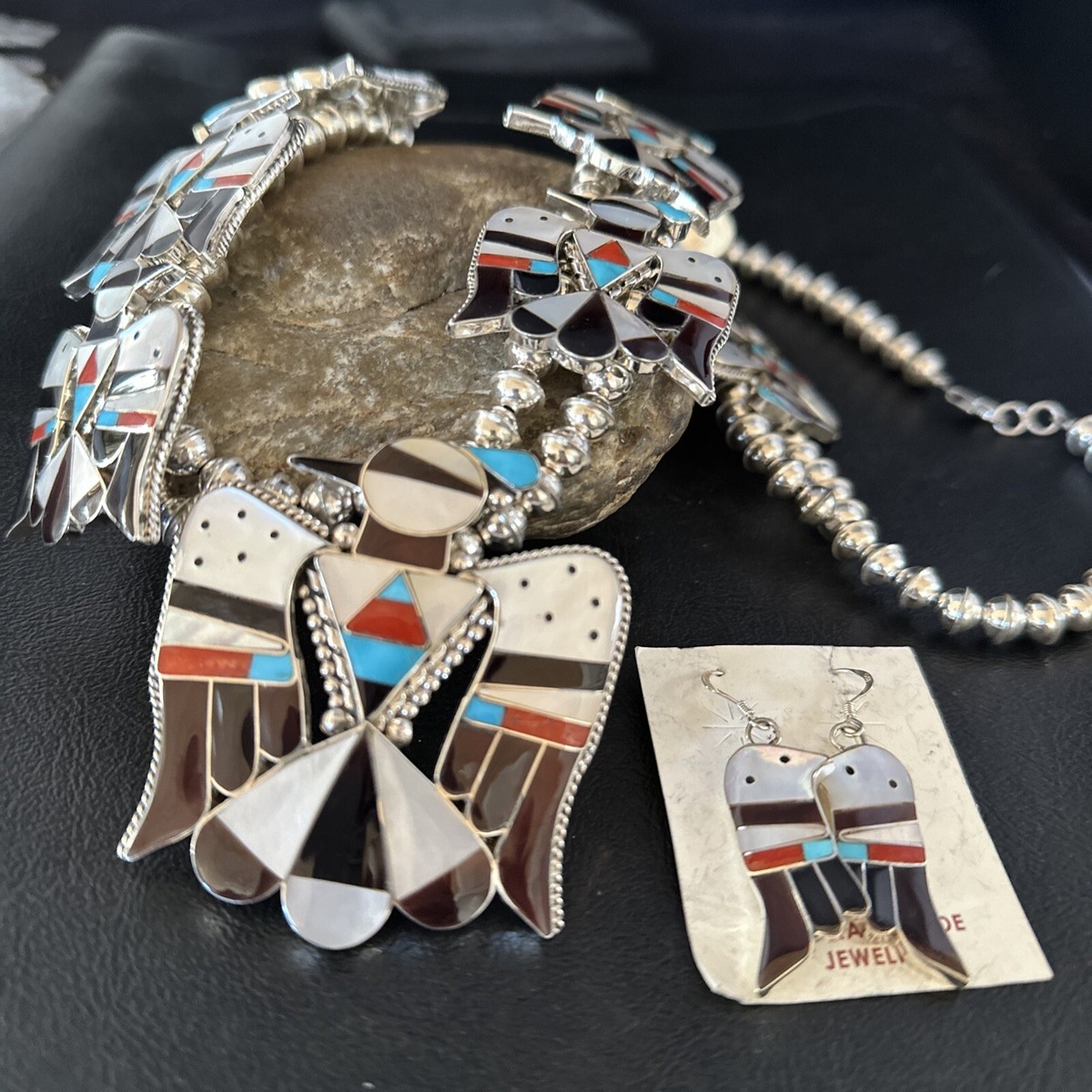 Turquoise Abalone Thunderbird Zuni Sterling Silver Squash