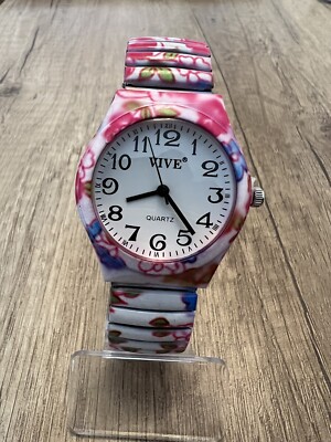 Vive Armband Uhr Edelstahl Flexband Quartz Stretch  Bunt Neu Top