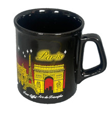 Vintage Paris France Ceramic Coffee Mug Cup Eiffel Tower Notre Dame Arch Triumph