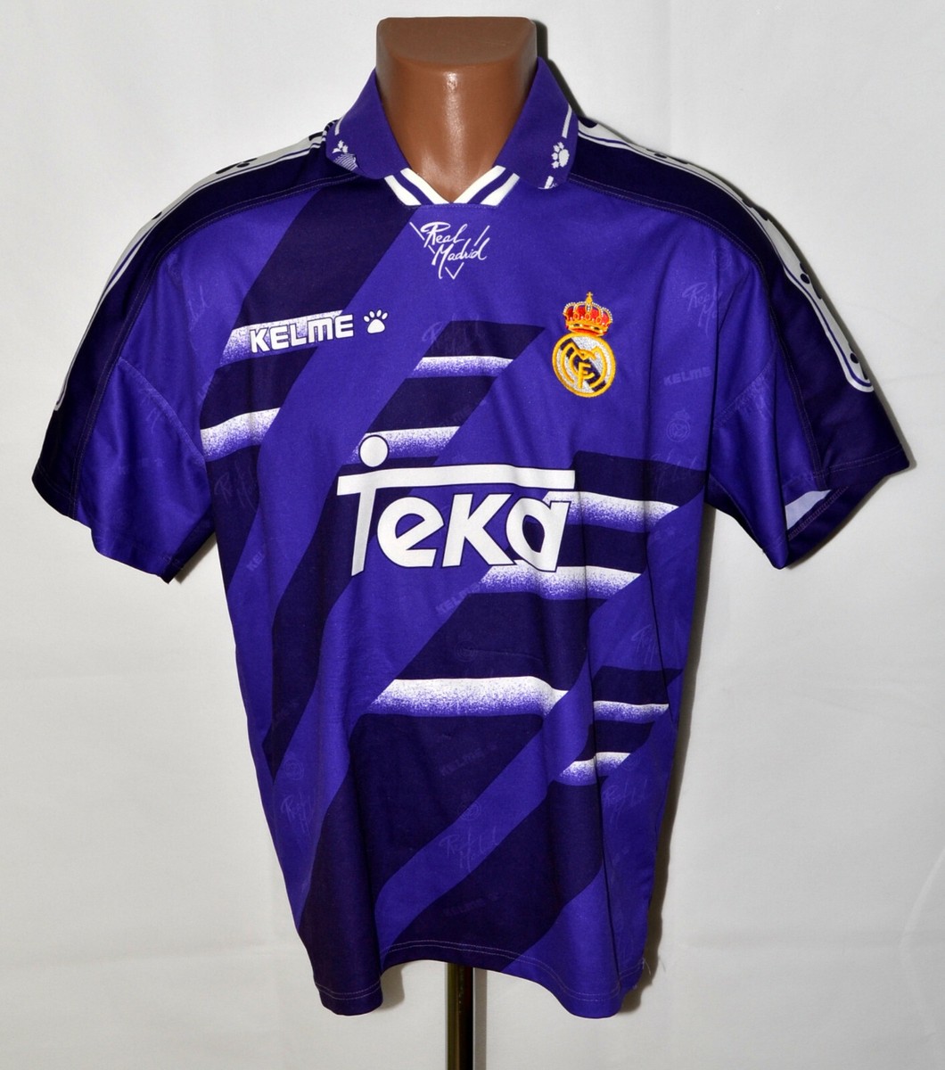 REAL MADRID SPAIN 1994/1995/1996 AWAY FOOTBALL SHIRT KELME RAUL #7
