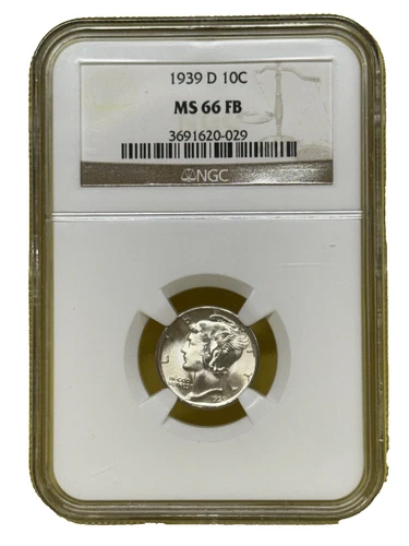 1939 D Mercury Dime 10C NGC MS66FB BLAST WHITE