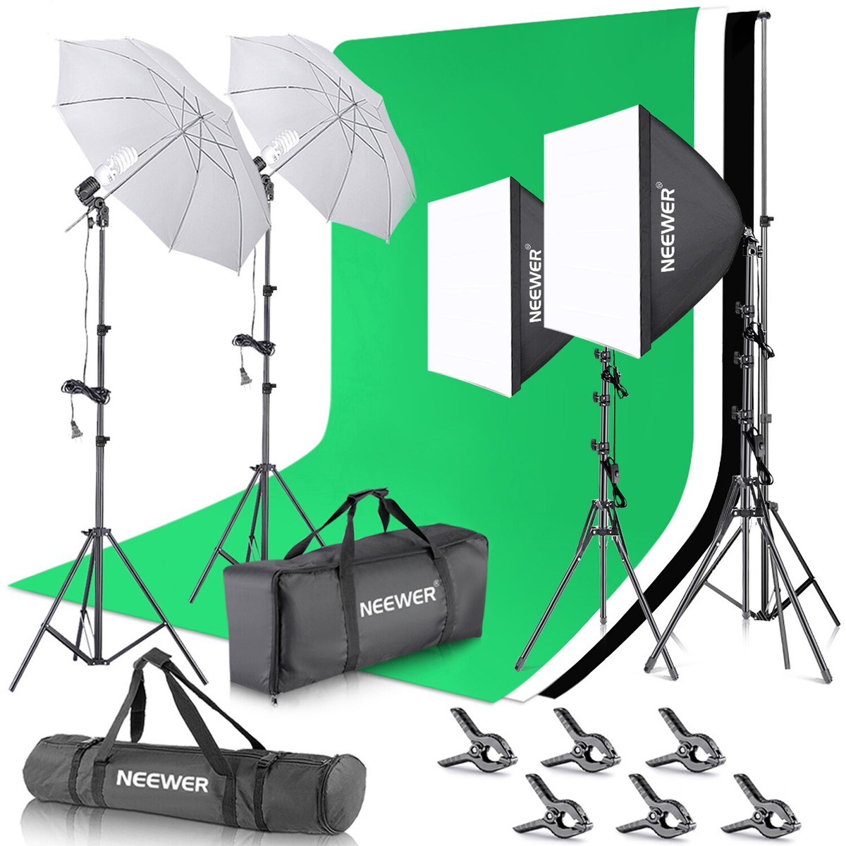 NEEWER Backdrop Stands Photography 24W LED Lighting kit with  Backdrops