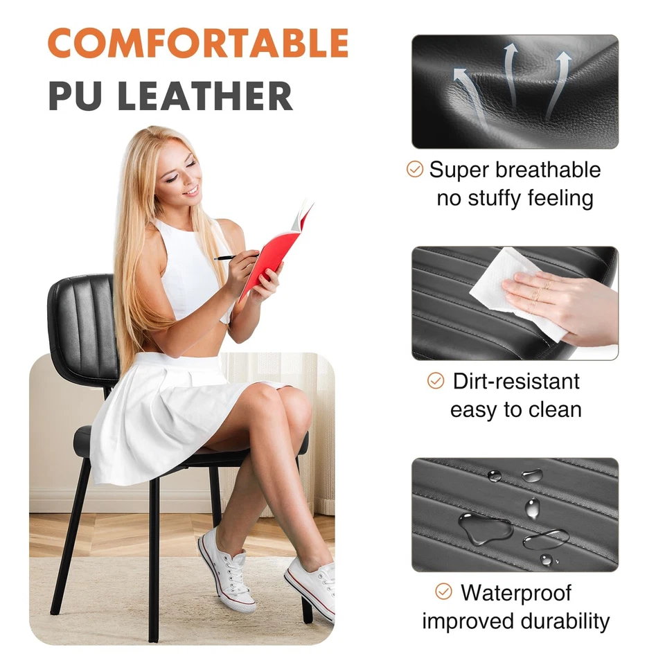 Dining Chairs Set of 2, Upholstered Mid Century Modern Kitchen Accent Chairs ... - Image 4 of 4