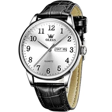 OLEVS Men's Watch, Simple and Stylish, Waterproof, Analog, Black Leath [NEW]