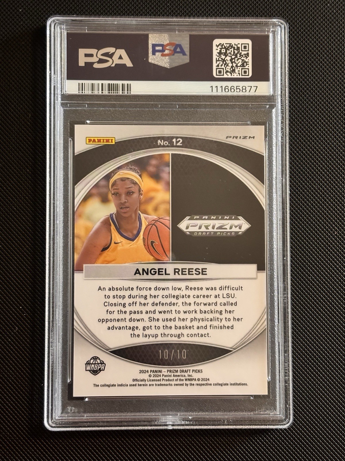 2024 Panini Prizm Draft Picks Angel Reese Brilliance Gold /10 PSA 10 RC view 3