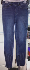 ---DG2 DIANE GILMAN S BLUE DENIM PULLON PANTS DESIGNED BOTTOM LEGS OT02-5