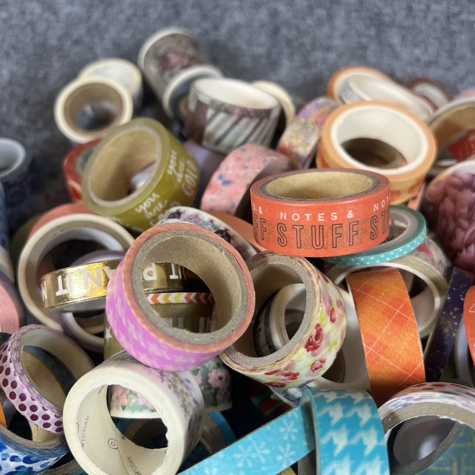 Huge Washi Tape Lot Mixed Designs Craft Scrapbook Journal DIY Supplies Used - Image 3 of 4
