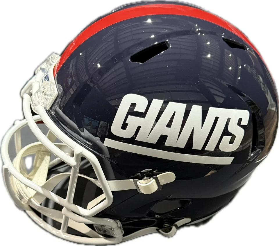 Casco de velocidad réplica tamaño completo firmado por Lawrence Taylor de los Gigantes de Nueva York JSA Bad Mofo Foto 2 de 4