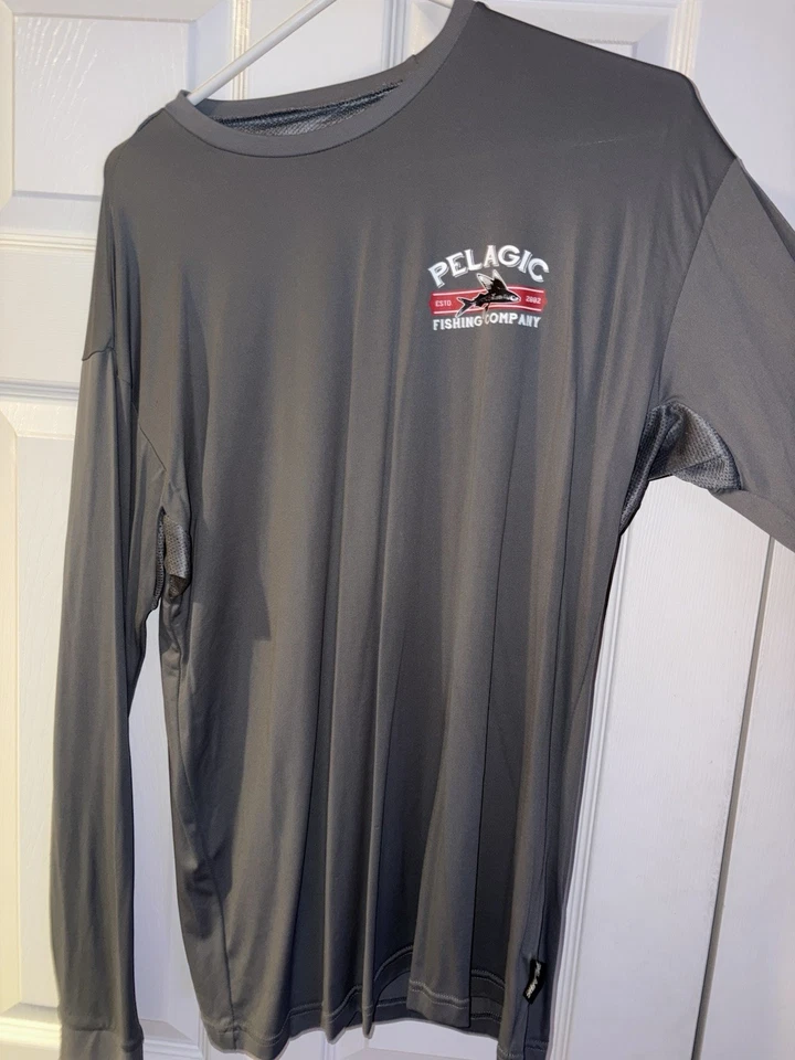 Camisa de pesca de rendimiento de manga larga gris AquaTek grande Pelagic para hombre Foto 3 de 4