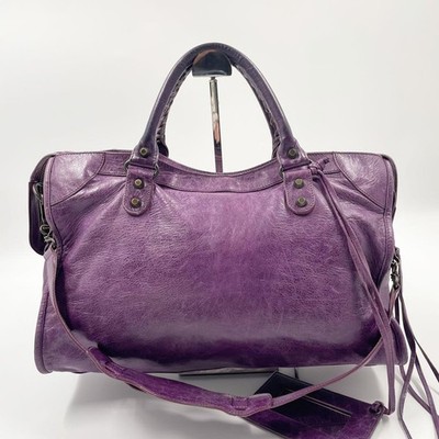 Balenciaga Classic City 115748 Purple Leather 2way Shoulder Hand
