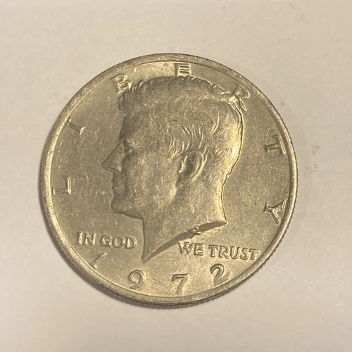 1972 Kennedy Half Dollar Coin, no mint mark, circulated, ungraded