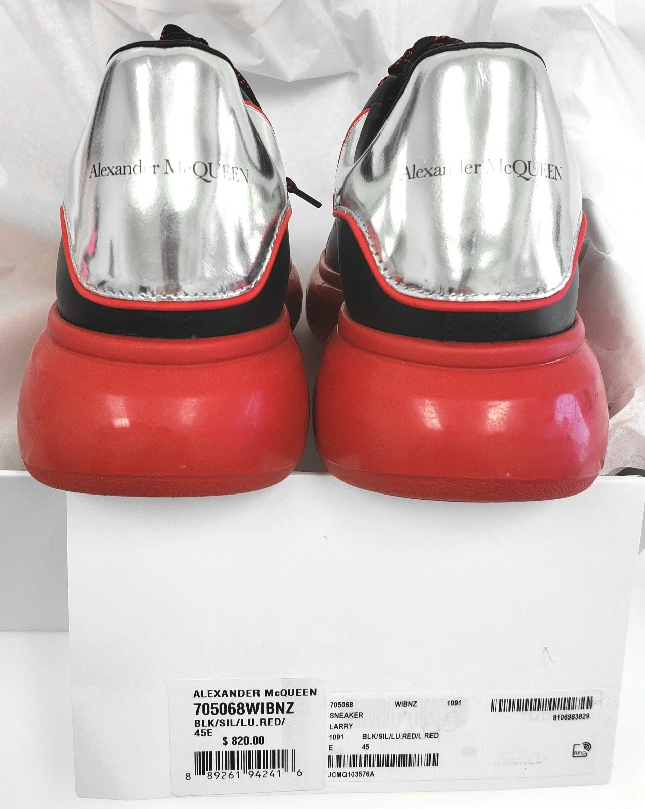 Alexander Mcqueen Larry sneakers uomo oversize pelle nera taglia 45 D US 12