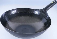 Yamada Kogyo Iron Wok 33cm Hand-Hammered 1.6mm Single Handle Japan 001043
