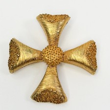 Vintage Maltese Coro Gold Tone Cross Brooch T...