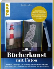 Motivblock - Bücherkunst mit Fotos. In Streifen geschnittene Fotos in ein Buch g