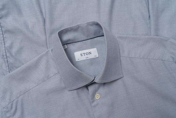 Men Eton Shirt Blue Cotton 38 / M / 46 #30ZY